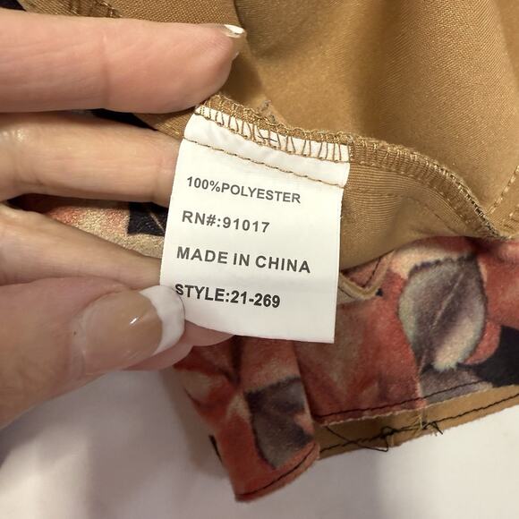 Solitaire Faux Suede Open Jacket Size L Pink Brown Floral Notch Collar Pockets - Picture 7 of 9